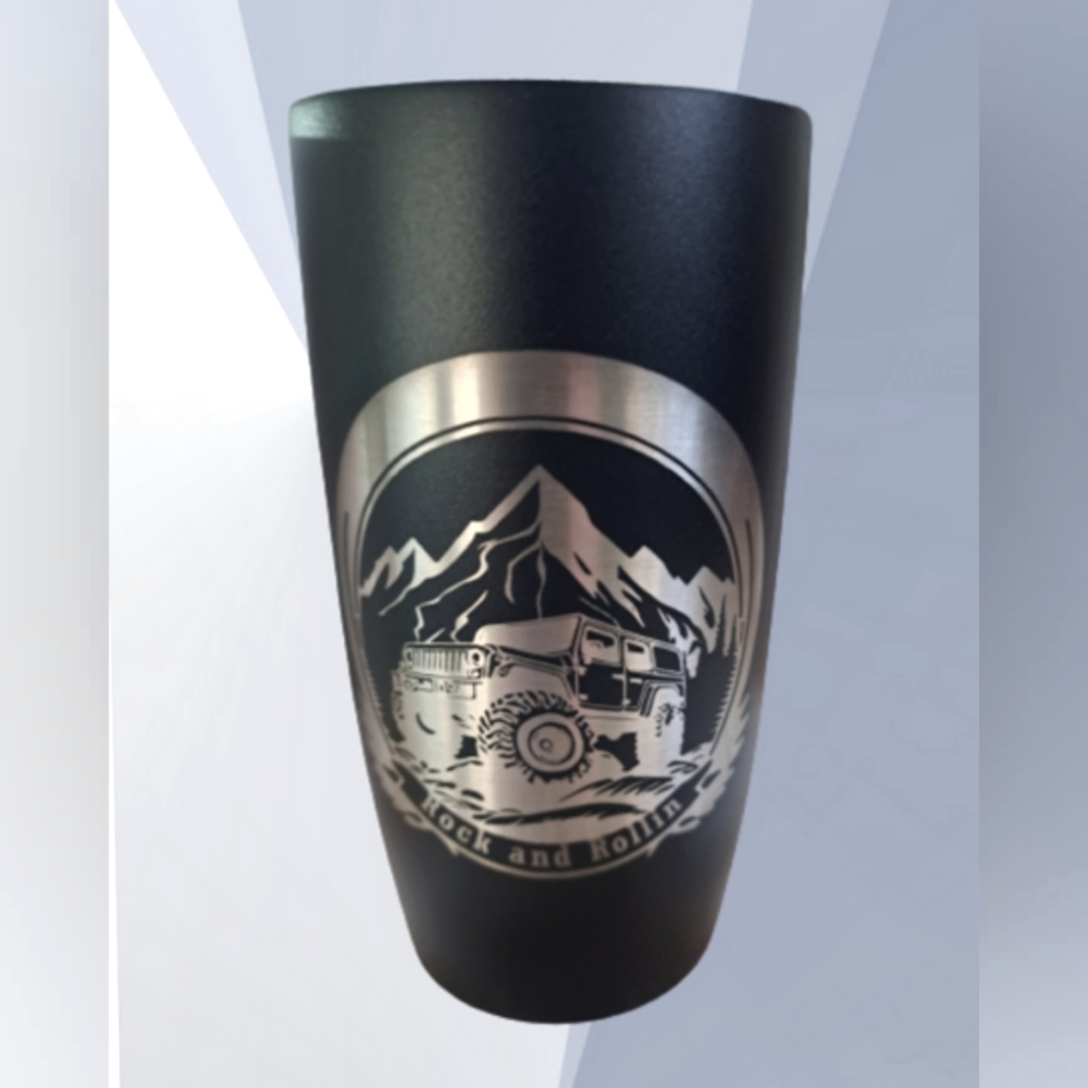 Laser engraved jeep tumbler